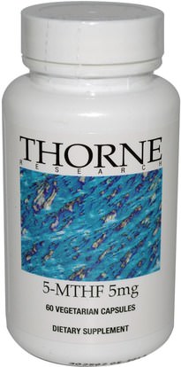 الفيتامينات، حمض الفوليك، 5-مثف حمض الفوليك (5 الميثيل رباعي هيدرولوفولات) Thorne Research, 5-MTHF, 5 mg, 60 Vegetarian Capsules