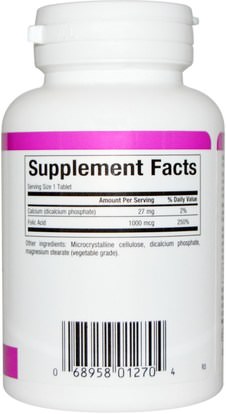 الفيتامينات، حمض الفوليك Natural Factors, Folic Acid, 1,000 mcg, 90 Tablets