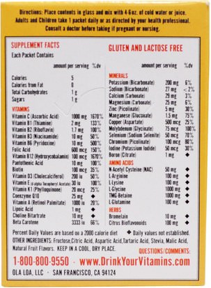 الفيتامينات، الفيتامينات السائلة Ola Loa, Energy, Multi Vitamin, Orange, 30 Packets, (7.2 g) Each