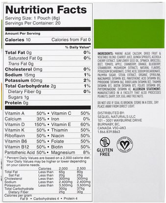 الفيتامينات، الفيتامينات السائلة Vega, Drinkable Vitamins, Mango Pineapple, 20 Pouches, 0.3 oz (7.7 g) Each