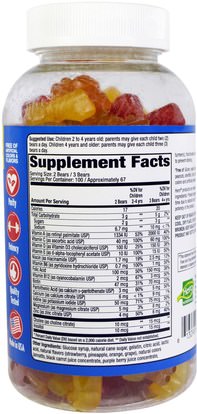 الفيتامينات، الفيتامينات المتعددة، الأطفال الفيتامينات، غوميس الفيتامينات Hero Nutritional Products, Yummi Bears, Complete Multi-Vitamin, All Natural Fruit Flavors & Colors, 200 Gummy Bears