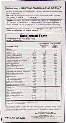 الفيتامينات، الفيتامينات المتعددة، الأطفال الفيتامينات Natures Plus, Childrens Chewable Multi-Vitamin and Mineral Supplement, Natural Grape Flavor, 180 Animals