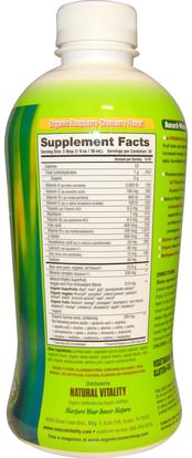 الفيتامينات، الفيتامينات المتعددة، الفيتامينات السائلة Natural Vitality, Organic Life Vitamins, Organic Raspberry-Cranberry Flavor, 30 fl oz (887 ml)