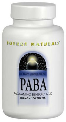 الفيتامينات، بابا Source Naturals, PABA, 100 mg, 250 Tablets