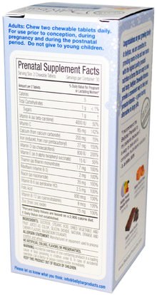 الفيتامينات، الفيتامينات قبل الولادة Bellybar, Prenatal Chewable Vitamins, Mixed Fruit Flavor, 60 Chewable Tablets
