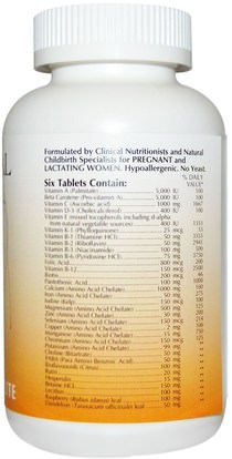 الفيتامينات، الفيتامينات قبل الولادة Eclectic Institute, Vita Natal, Multi-Vitamin & Mineral Formula, 180 Tablets