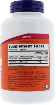 الفيتامينات، المكملات الغذائية، أسكوربات الكالسيوم Now Foods, C-500, Calcium Ascorbate-C, 250 Capsules