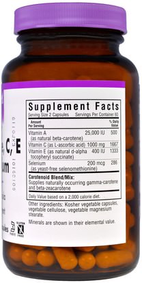 الفيتامينات، فيتامين (أ)، بيتا كاروتين Bluebonnet Nutrition, Beta Carotene, C, E Plus Selenium, 120 Veggie Caps