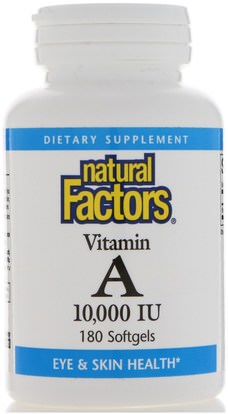 الفيتامينات، فيتامين أ Natural Factors, Vitamin A, 10,000 IU, 180 Softgels