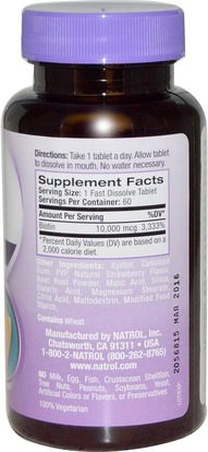 الفيتامينات، فيتامين ب، البيوتين Natrol, Biotin, Natural Strawberry Flavor, 10,000 mcg, 60 Tablets