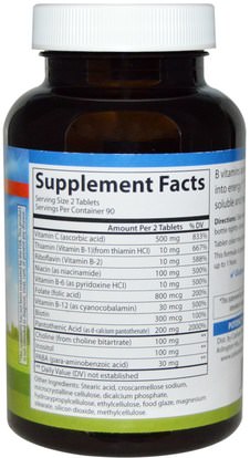 الفيتامينات، فيتامين ب المعقدة Carlson Labs, B Compleet, 180 Tablets