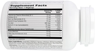الفيتامينات، فيتامين ب المعقدة Solaray, B-Complex 75, Two Stage, Timed-Release, 100 Veggie Caps