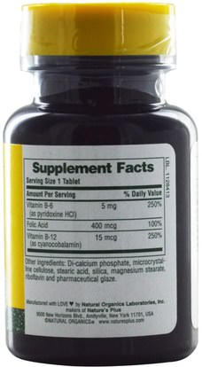 الفيتامينات، فيتامين ب، حمض الفوليك Natures Plus, Folic Acid Hearts, 400 mcg, 90 Tablets
