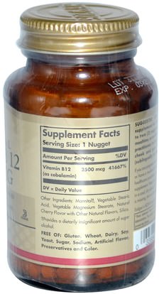الفيتامينات، فيتامين ب Solgar, Sublingual Vitamin B12, 2500 mcg, 120 Nuggets