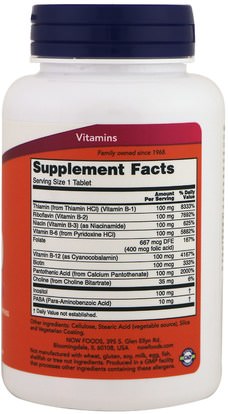الفيتامينات، فيتامين ب، فيتامين ب المعقدة، فيتامين ب المعقدة 100 Now Foods, B-100, Sustained Release, 100 Tablets
