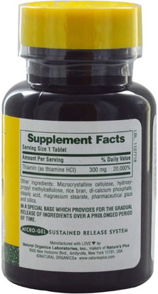 الفيتامينات، فيتامين ب، فيتامين ب 1 - الثيامين Natures Plus, Vitamin B-1, 300 mg, 90 Tablets