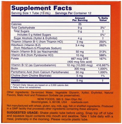 الفيتامينات، وفيتامين ب، وفيتامين ب 12، وفيتامين ب 12 - السائل Now Foods, Shots, B-12, Mixed Berry, 10,000 mcg, 12 Shots, 0.5 fl oz (15 ml) Each