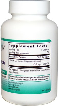 الفيتامينات، فيتامين ب، فيتامين b3، النياسين دافق مجانا Nutricology, No-Flush Niacin, 75 Veggie Caps