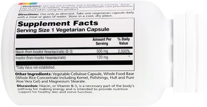 الفيتامينات، فيتامين ب، فيتامين b3، النياسين دافق مجانا Solaray, No Flush Niacin, 500 mg, 100 Vegetarian Capsules