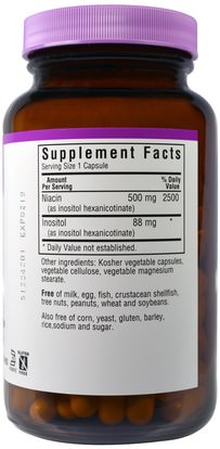 الفيتامينات، فيتامين ب، فيتامين b3، فيتامين b3 - النياسين دافق مجانا Bluebonnet Nutrition, Flush-Free Niacin, 500 mg, 120 Veggie Caps