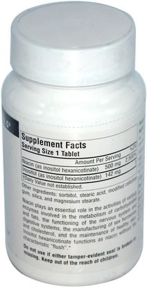 الفيتامينات، فيتامين ب، فيتامين b3، فيتامين b3 - النياسين دافق مجانا Source Naturals, No-Flush Niacin, 500 mg, 60 Tablets