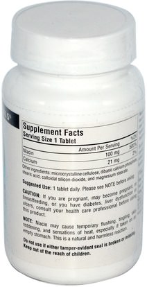 الفيتامينات، فيتامين ب، فيتامين b3، فيتامين b3 - النياسين Source Naturals, Niacin, 100 mg, 250 Tablets