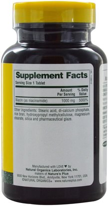 الفيتامينات، فيتامين ب، فيتامين b3، فيتامين b3 - نياكيناميدي Natures Plus, Niacinamide, 1000 mg, 90 Tablets