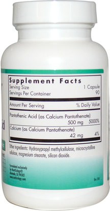 الفيتامينات، فيتامين ب، فيتامين b5 - حمض البانتوثنيك Nutricology, Pantothenic Acid, 90 Veggie Caps