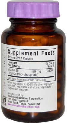 الفيتامينات، وفيتامين ب، وفيتامين ب 6 - البيريدوكسين، ص 5 ص (بيريدوكسال 5 الفوسفات) Bluebonnet Nutrition, P-5-P, 50 mg, 90 Veggie Caps