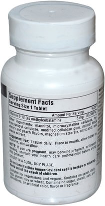 الفيتامينات، فيتامين b12، فيتامين b12 - ميثيلكوبالامين Source Naturals, Methylcobalamin Fast Melt, 5 mg, 60 Tablets
