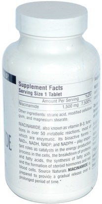 الفيتامينات، فيتامين b3، فيتامين b3 - نياكيناميد Source Naturals, Niacinamide, B-3, Timed Release, 1,500 mg, 100 Tablets