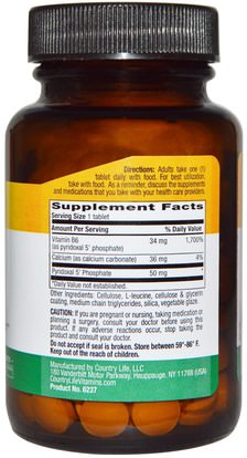 الفيتامينات، فيتامين b6 - البيريدوكسين، ص 5 ص (بيريدوكسال 5 الفوسفات) Country Life, P-5-P (Pyridoxal 5 Phosphate), 50 mg, 100 Tablets
