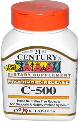 الفيتامينات، فيتامين ج 21st Century, C-500, Prolonged Release, 110 Tablets