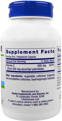 الفيتامينات، فيتامين ج أسكوربيل بالميتات (ج استر) Life Extension, Ascorbyl Palmitate, 500 mg, 100 Veggie Caps