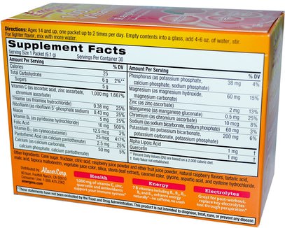 الفيتامينات، فيتامين ج Emergen-C, 1,000 mg Vitamin C, Raspberry, 30 Packets, 9.1 g Each