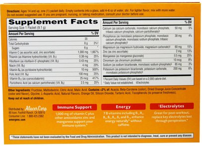 الفيتامينات، فيتامين ج Emergen-C, 1,000 mg Vitamin C, Super Orange, 30 Packets, 0.32 oz (9.1 g) Each