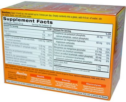 الفيتامينات، فيتامين ج Emergen-C, Vitamin C, Flavored Fizzy Drink Mix, Tangerine, 1,000 mg, 30 Packets, 9.4 g Each