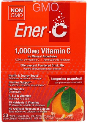 الفيتامينات، فيتامين ج Ener-C, Vitamin C, Effervescent Powdered Drink Mix, Tangerine Grapefruit, 30 Packets, 10.0 oz (283.5 g)