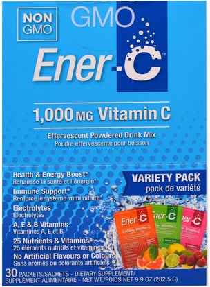 الفيتامينات، فيتامين ج Ener-C, Vitamin C, Effervescent Powdered Drink Mix, Variety Pack, 30 Packets, 9.9 oz (282.5 g)