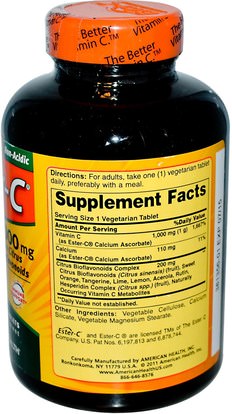 الفيتامينات، فيتامين ج، استر بيوفلافونويدس ج American Health, Ester-C, 1000 mg with Citrus Bioflavonoids, 180 Veggie Tabs