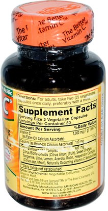 الفيتامينات، فيتامين ج، استر بيوفلافونويدس ج American Health, Ester-C, 500 mg, 60 Veggie Caps