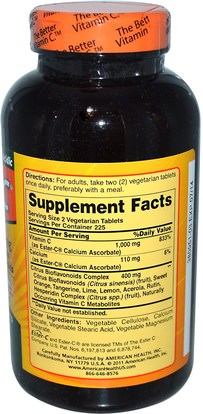 الفيتامينات، فيتامين ج، استر بيوفلافونويدس ج American Health, Ester-C, with Citrus Bioflavonoids, 500 mg, 450 Veggie Tabs