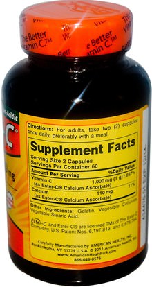 الفيتامينات، فيتامين ج، استر ج عادي American Health, Ester-C, 500 mg, 120 Capsules