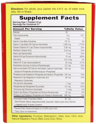 الفيتامينات، فيتامين ج، استر مسحوق ج American Health, Ester-C Effervescent, Natural Raspberry Flavor, 1000 mg, 21 Packets, 0.35 oz (10 g) Each