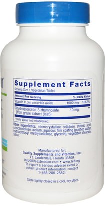 الفيتامينات، فيتامين ج Life Extension, Vitamin C, with Dihydroquercetin, 1000 mg, 250 Veggie Tablets