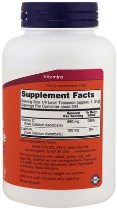الفيتامينات، فيتامين ج، المعادن، الكالسيوم Now Foods, Pure, Buffered Calcium Ascorbate, Vitamin C Powder, 8 oz (227 g)