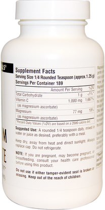 الفيتامينات، فيتامين ج، المعادن Source Naturals, Magnesium Ascorbate, 8 oz (226.8 g)