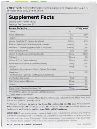 الفيتامينات، فيتامين ج، الفيتامينات المتعددة، الأطفال الفيتامينات American Health, Ester-C Kidstiks, Daily Drink Mix Powder, Tropical Punch Flavor, 30 Powder Packets, 9.2 g (0.32 oz) Each