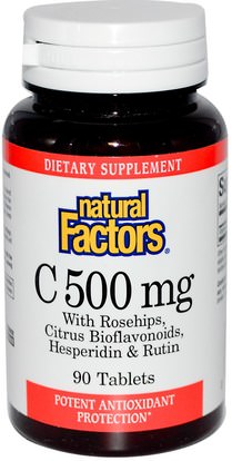 الفيتامينات، فيتامين ج Natural Factors, C 500 mg, 90 Tablets