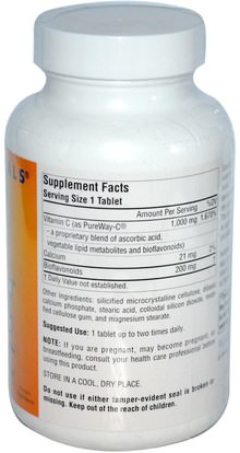 الفيتامينات، فيتامين ج Source Naturals, Metabolic C, 1,000 mg, 100 Tablets